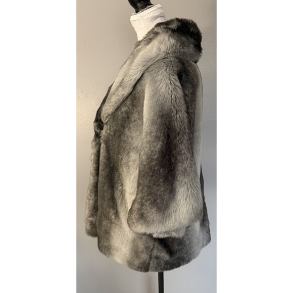 Calvin Klein Gray Faux Fur Coat Luxurious Short Bolero 3/4 Sleeve Womens XL - Picture 2 of 10